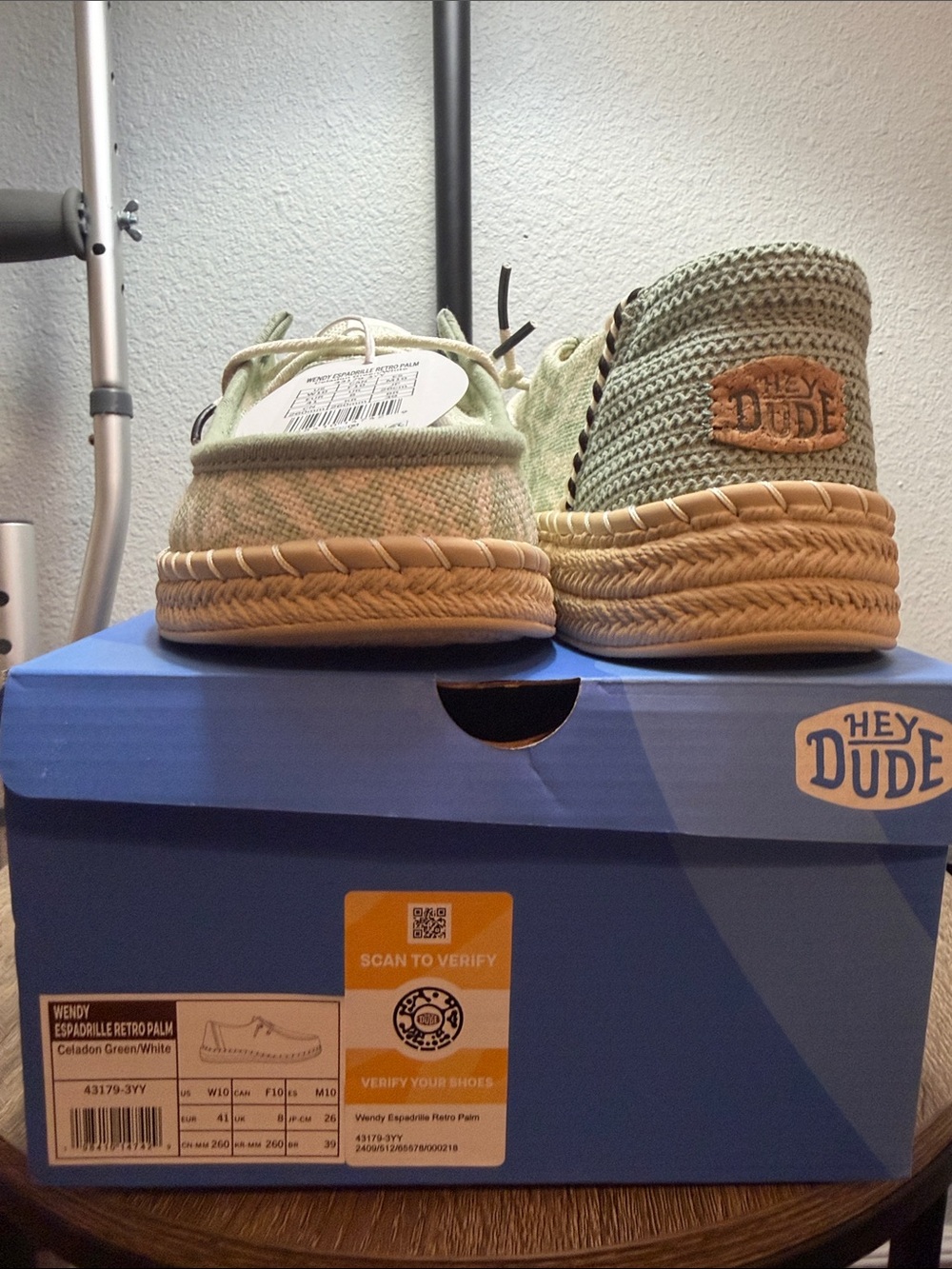 Hey Dude WENDY Mint Green Espadrille Slip-Ons